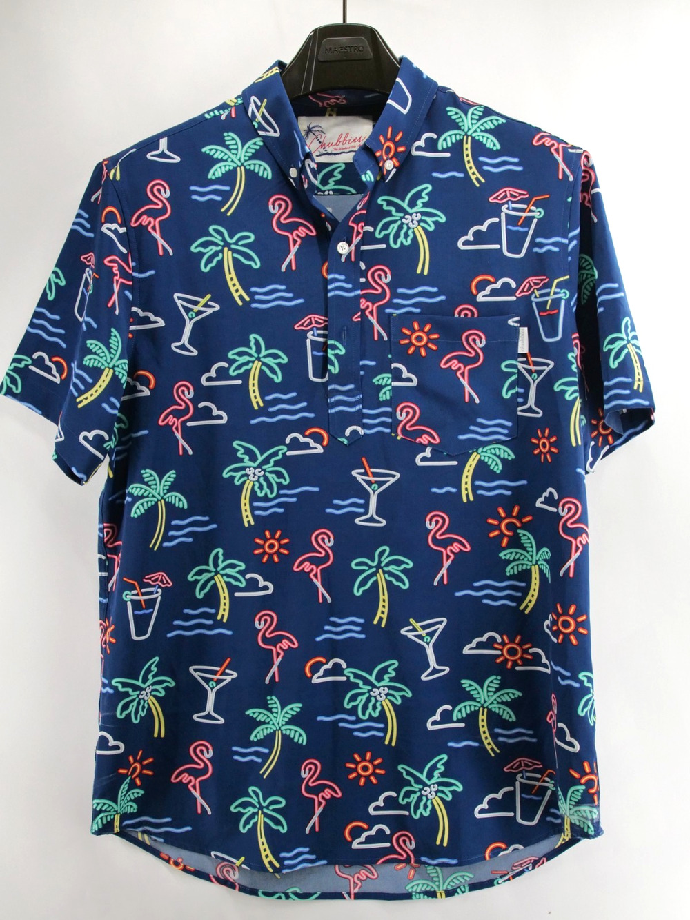 Chubbies Polo Shirt Mens Size Large Golf Performance Stretch The Neon Light